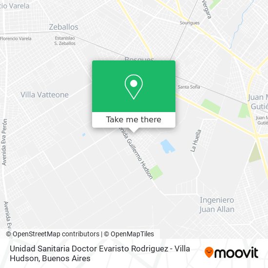 Mapa de Unidad Sanitaria Doctor Evaristo Rodriguez - Villa Hudson