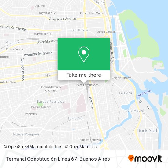 Mapa de Terminal Constitución Línea 67