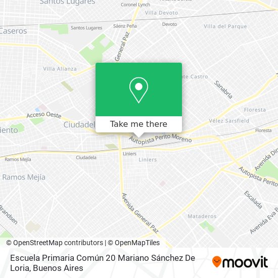 Mapa de Escuela Primaria Común 20 Mariano Sánchez De Loria