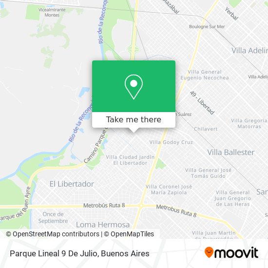 Mapa de Parque Lineal 9 De Julio