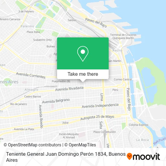 Mapa de Teniente General Juan Domingo Perón 1834