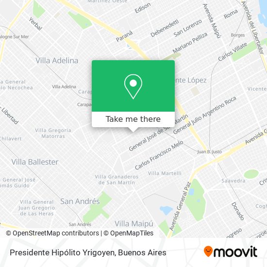 Presidente Hipólito Yrigoyen map