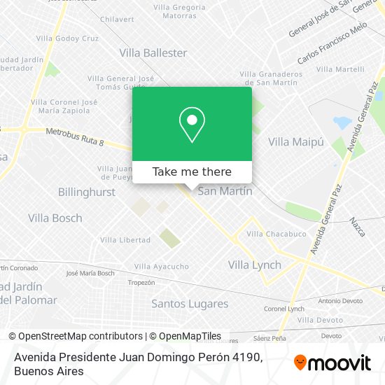 Mapa de Avenida Presidente Juan Domingo Perón 4190