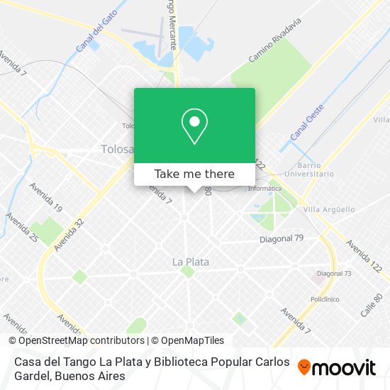 Casa del Tango La Plata y Biblioteca Popular Carlos Gardel map