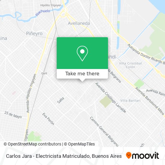 Mapa de Carlos Jara - Electricista Matriculado