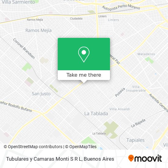 Mapa de Tubulares y Camaras Monti S R L