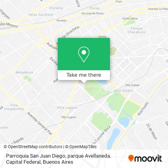 Parroquia San Juan Diego, parque Avellaneda. Capital Federal map