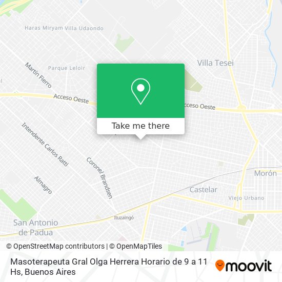 Mapa de Masoterapeuta Gral Olga Herrera Horario de 9 a 11 Hs