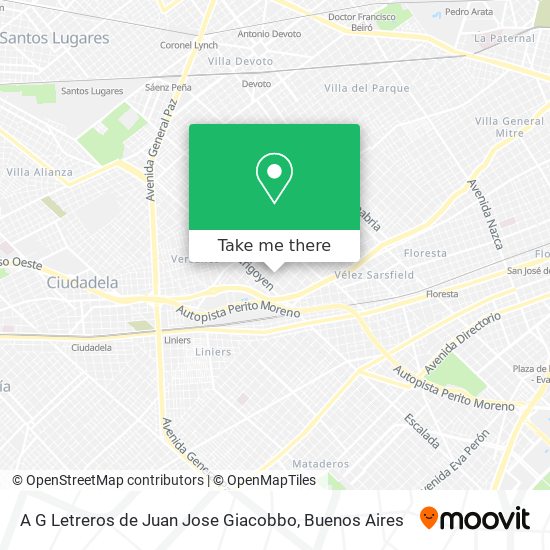 A G Letreros de Juan Jose Giacobbo map