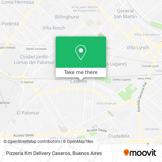 Pizzería Km Delivery Caseros map