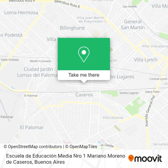 Mapa de Escuela de Educación Media Nro 1 Mariano Moreno de Caseros