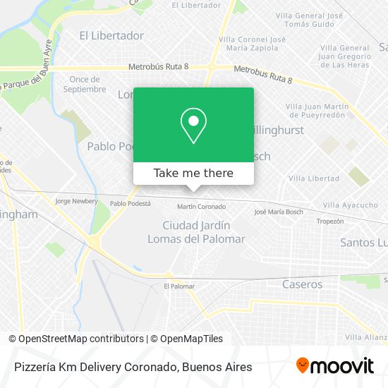 Pizzería Km Delivery Coronado map