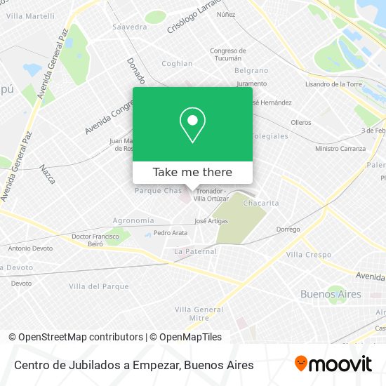 Mapa de Centro de Jubilados a Empezar