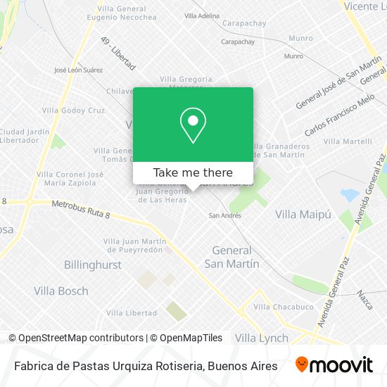 Mapa de Fabrica de Pastas Urquiza Rotiseria