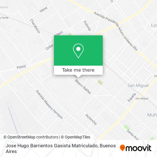 Mapa de Jose Hugo Barrientos Gasista Matriculado