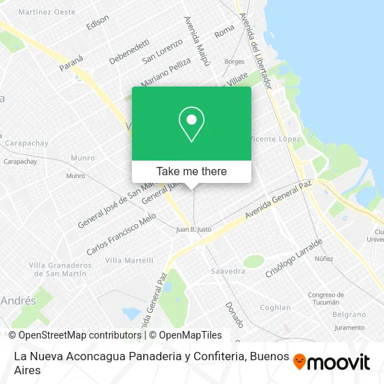 La Nueva Aconcagua Panaderia y Confiteria map