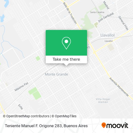 Mapa de Teniente Manuel F. Origone 283