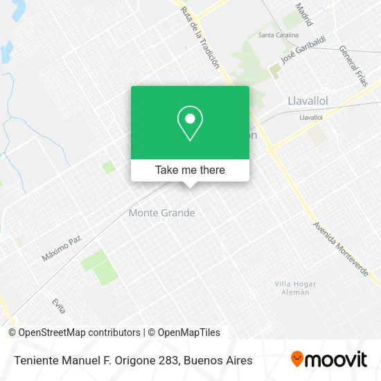 Mapa de Teniente Manuel F. Origone 283