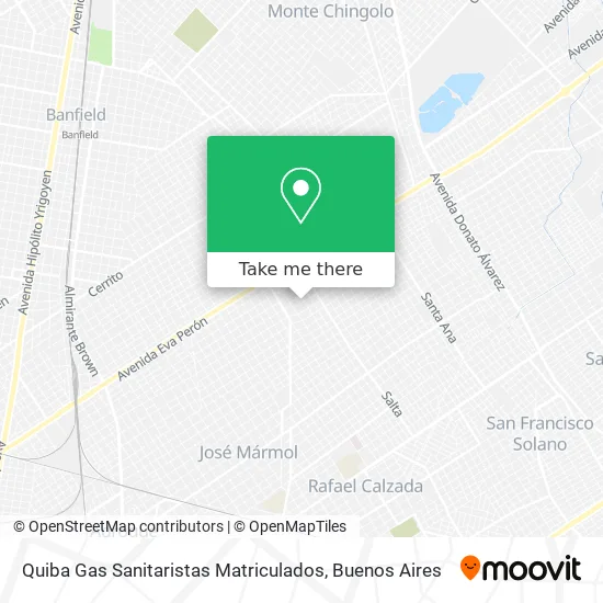Mapa de Quiba Gas Sanitaristas Matriculados