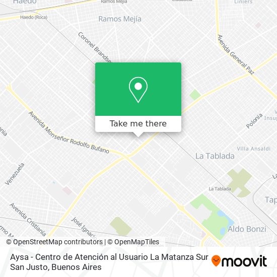 Aysa - Centro de Atención al Usuario La Matanza Sur San Justo map