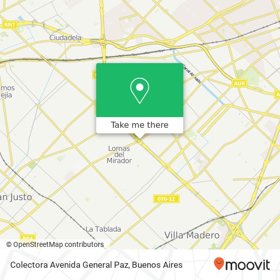 Colectora Avenida General Paz map