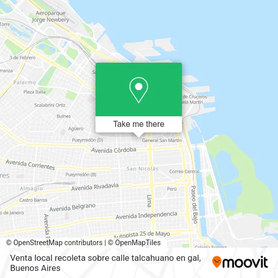 Venta local recoleta sobre calle talcahuano en gal map