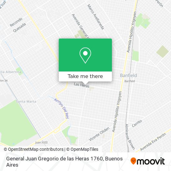 Mapa de General Juan Gregorio de las Heras 1760