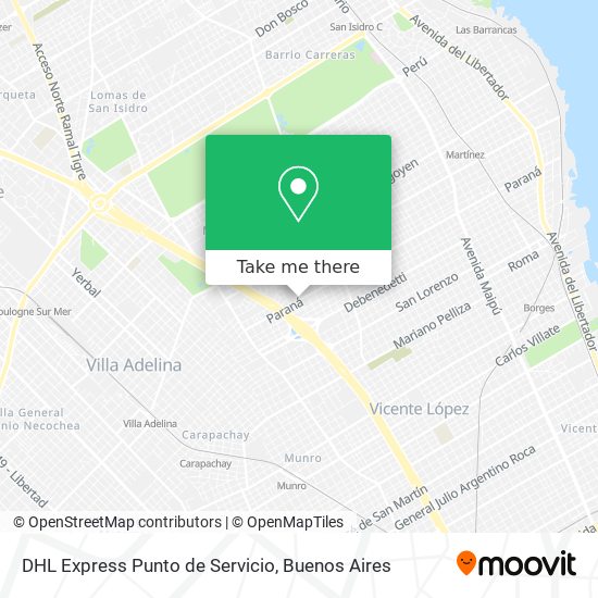 Mapa de DHL Express Punto de Servicio
