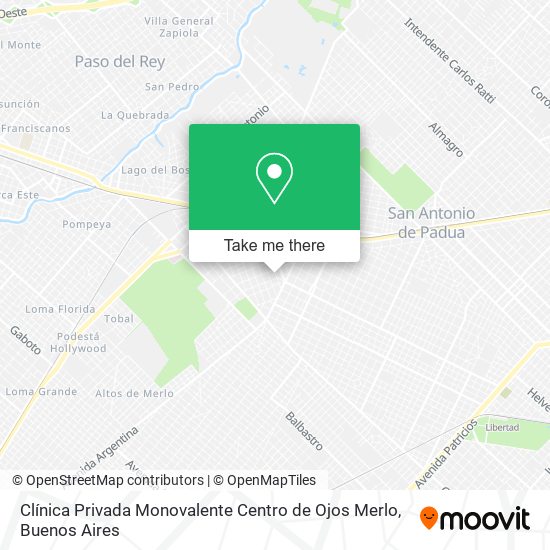 Clínica Privada Monovalente Centro de Ojos Merlo map