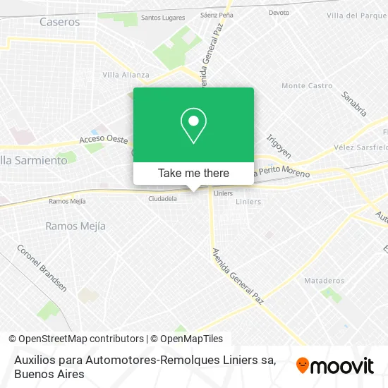 Mapa de Auxilios para Automotores-Remolques Liniers sa
