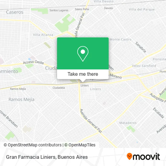 Mapa de Gran Farmacia Liniers