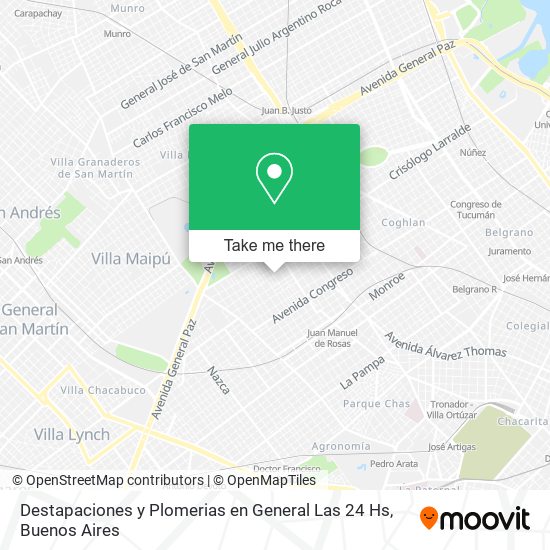 Destapaciones y Plomerias en General Las 24 Hs map