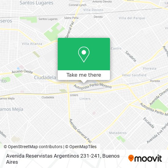 Mapa de Avenida Reservistas Argentinos 231-241