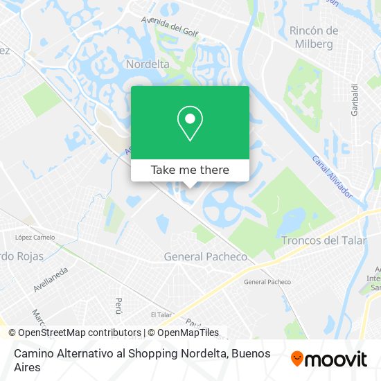 Mapa de Camino Alternativo al Shopping Nordelta