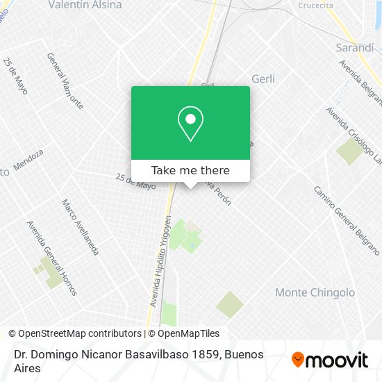 Dr. Domingo Nicanor Basavilbaso 1859 map