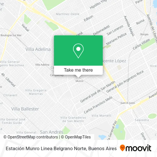 Mapa de Estación Munro Linea Belgrano Norte
