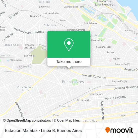 Mapa de Estación Malabia - Linea B