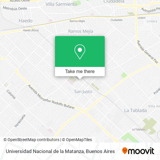 Universidad Nacional de la Matanza map