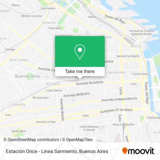 Mapa de Estación Once - Linea Sarmiento
