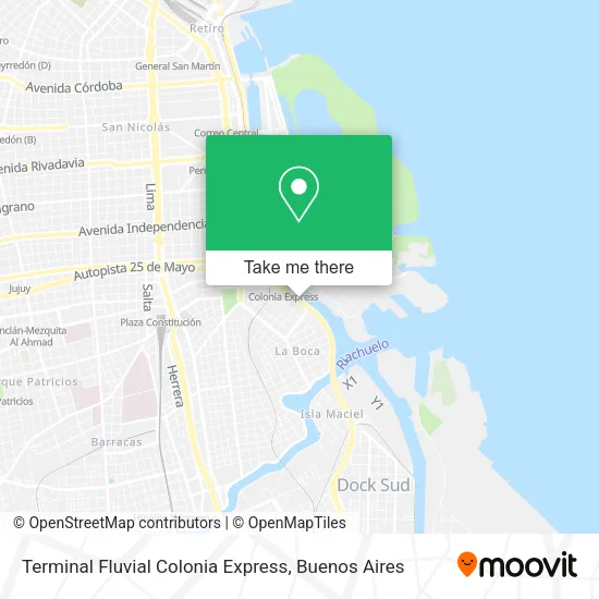 Mapa de Terminal Fluvial Colonia Express