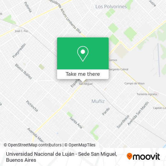 Mapa de Universidad Nacional de Luján - Sede San Miguel