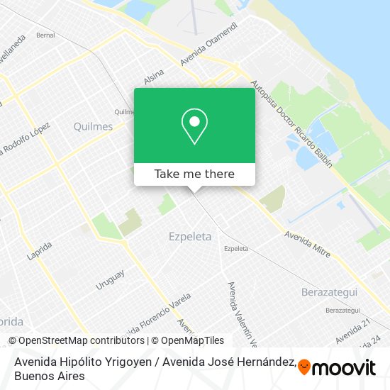 Mapa de Avenida Hipólito Yrigoyen / Avenida José Hernández