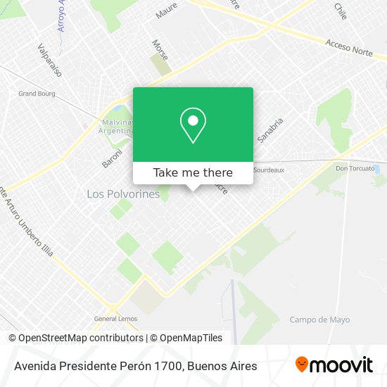 Mapa de Avenida Presidente Perón 1700
