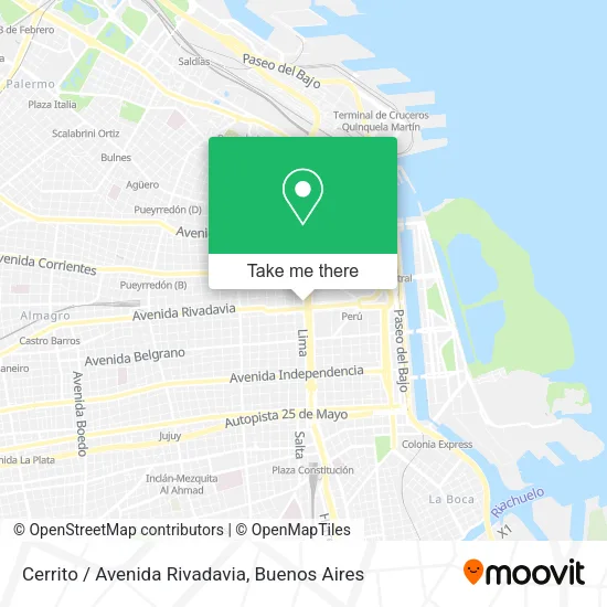 Mapa de Cerrito / Avenida Rivadavia