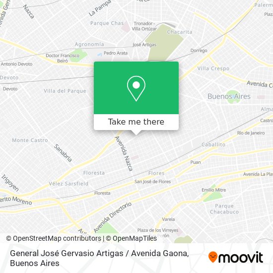 Mapa de General José Gervasio Artigas / Avenida Gaona