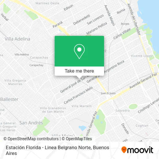 Mapa de Estación Florida - Linea Belgrano Norte