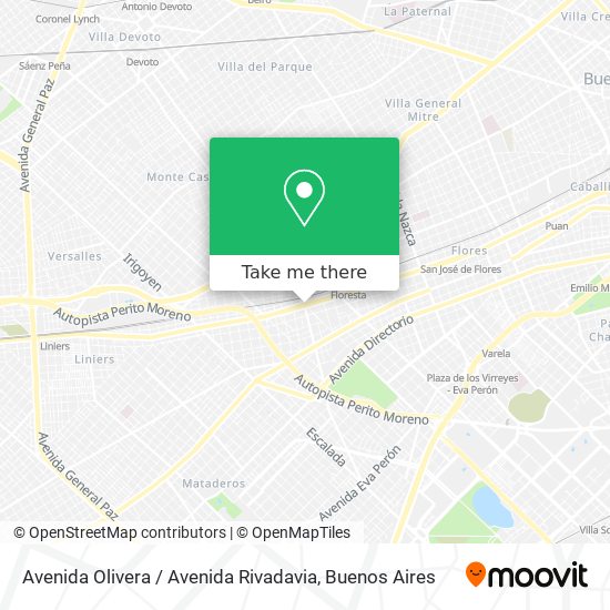 Mapa de Avenida Olivera / Avenida Rivadavia