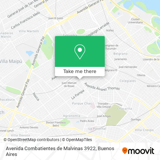 Mapa de Avenida Combatientes de Malvinas 3922