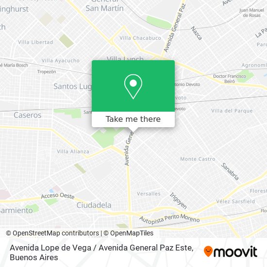 Mapa de Avenida Lope de Vega / Avenida General Paz Este