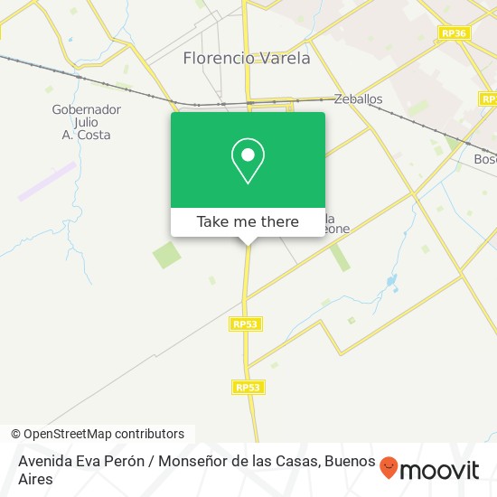 Mapa de Avenida Eva Perón / Monseñor de las Casas